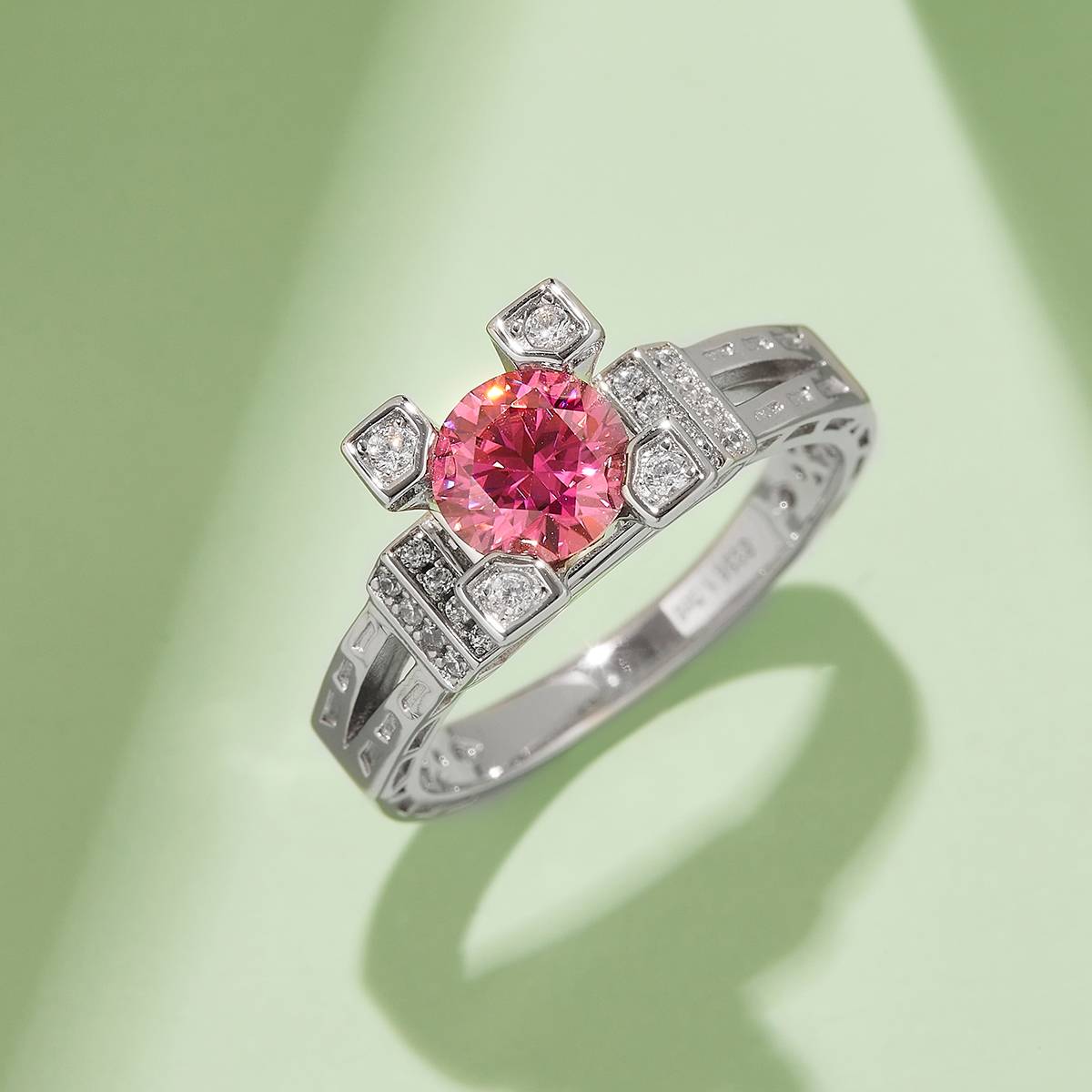 Tower S925 Silver Plated Platinum Moissanite Diamond Women's Ring 1 Carat D-Class